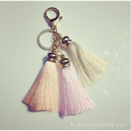 Tassel plaqué or Design porte-clés pompons en soie Keyring